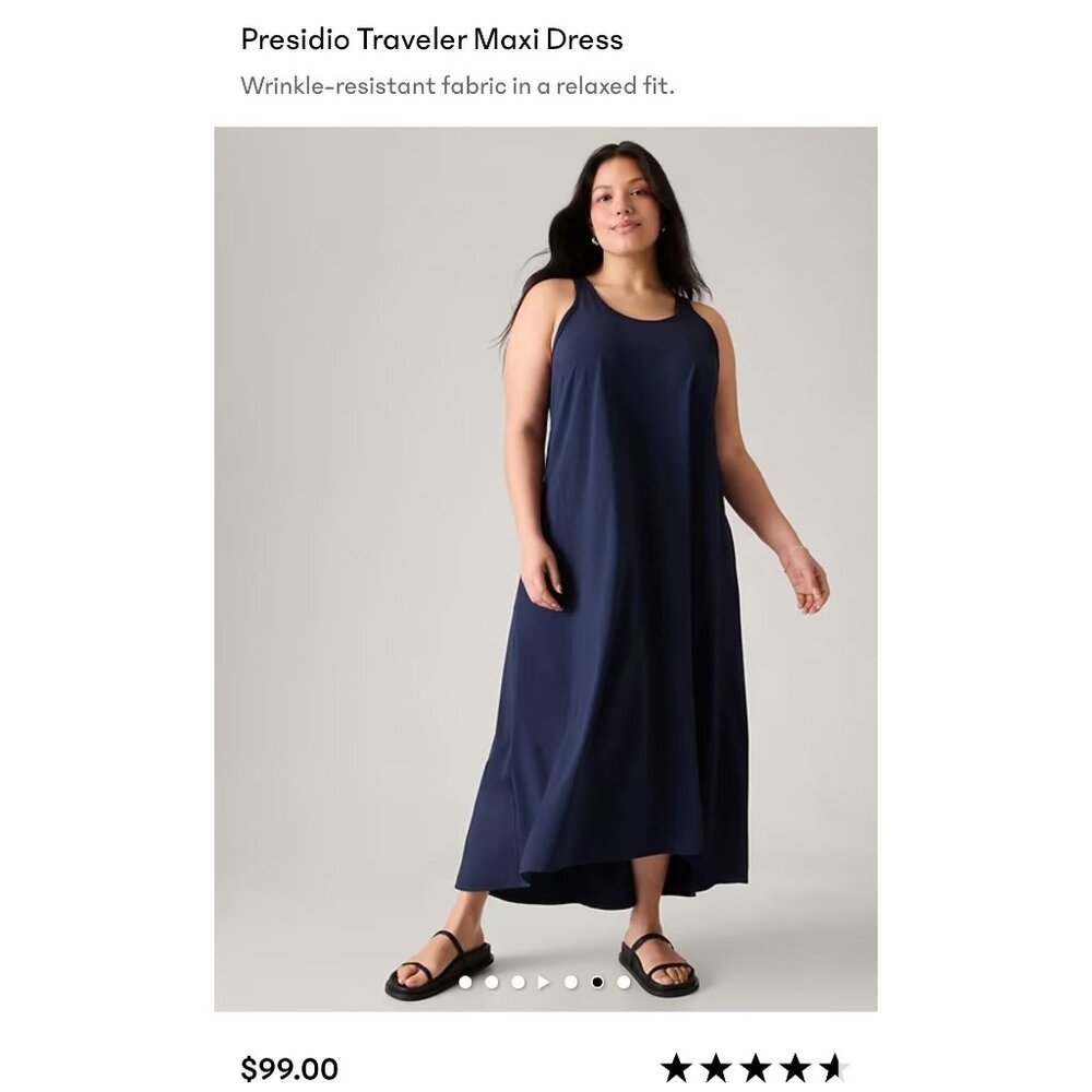 Athleta Navy Sleeveless Flow Maxi Dress